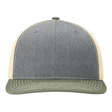 Richardson Hats 312 Twill Back Trucker Cap in Heather grey/ birch/ loden front view