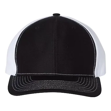Richardson Hats 312 Twill Back Trucker Cap in Black/ white front view
