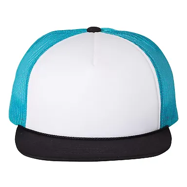 Richardson Hats 113 Foam Trucker Cap White/ Neon Blue/ Black front view