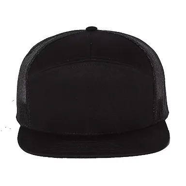 Richardson Hats 168 Hi-Pro 7- Panel Trucker Cap in Black front view