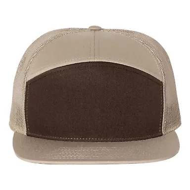 Richardson Hats 168 Hi-Pro 7- Panel Trucker Cap in Brown/ khaki front view