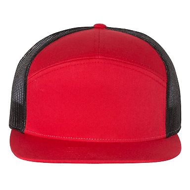 Richardson Hats 168 Hi-Pro 7- Panel Trucker Cap Red/ Black front view