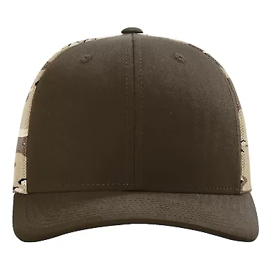 Richardson Hats 112PM Printed Mesh-Back Trucker Ca in Brown/ desert camo front view