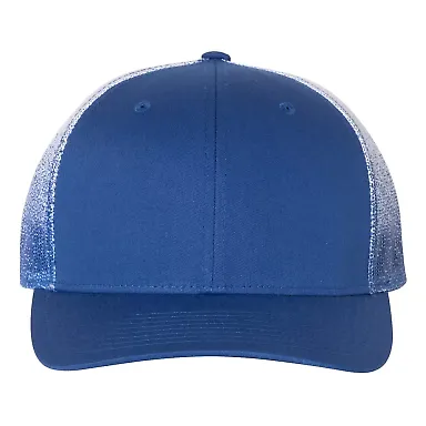 Richardson Hats 112PM Printed Mesh-Back Trucker Ca in Royal/ royal to white fade front view