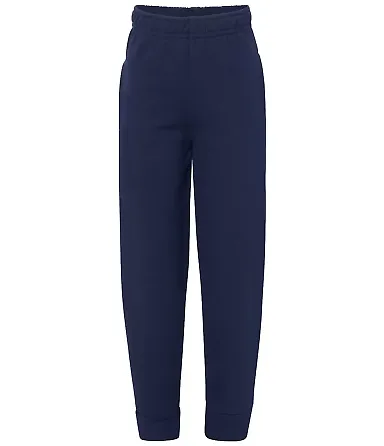 Jerzees 975YR Youth NuBlend® Jogger Fleece Pant J. Navy front view