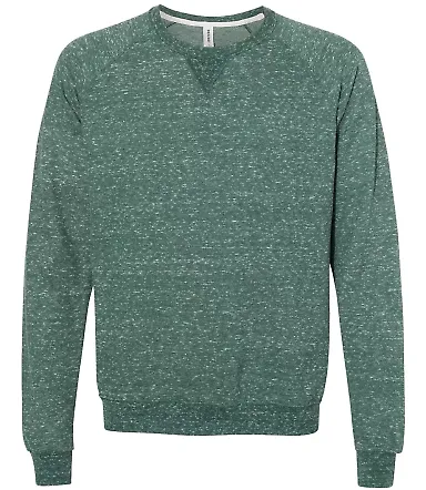 Jerzees 91MR Snow Heather French Terry Crewneck Sw Forest Green front view