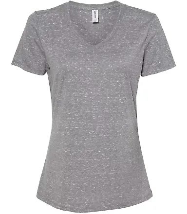 Jerzees 88WVR Women's Snow Heather Jersey V-Neck Charcoal front view