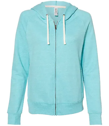Jerzees 92WR Women's Snow Heather French Terry Ful Caribbean Blue front view