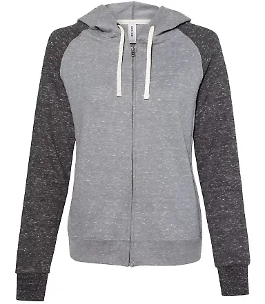 Jerzees 92WR Women's Snow Heather French Terry Ful Charcoal/ Black Ink front view