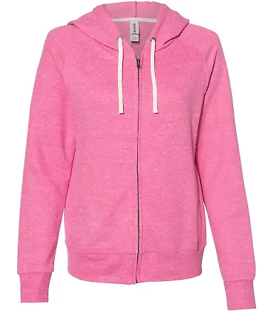 Jerzees 92WR Women's Snow Heather French Terry Ful Pink front view