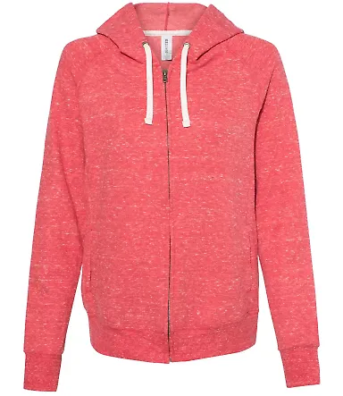 Jerzees 92WR Women's Snow Heather French Terry Ful Red front view