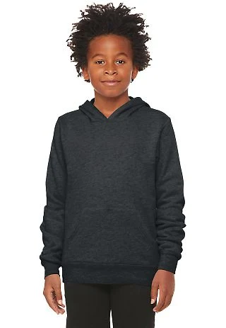 Bella + Canvas 3719Y Youth Sponge Fleece Hoodie in Dark gry heather front view