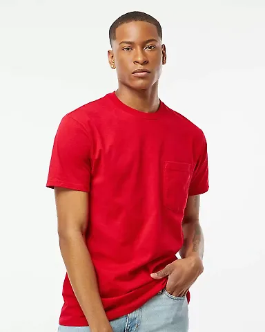 Tultex 0293TC - Unisex Heavyweight Pocket Tee Red front view