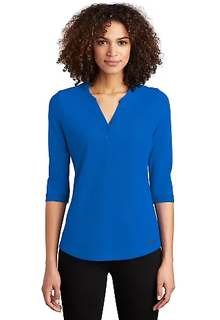 Ogio LOG104 OGIO    Ladies Jewel Henley Electric Blue front view