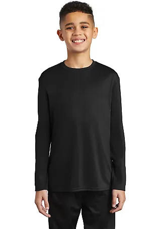 Port & Company PC380YLS Youth Long Sleeve Perf Jet Black front view