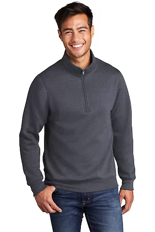 Port & Company PC78Q     Core Fleece 1/4-Zip Pullo Heather Navy front view