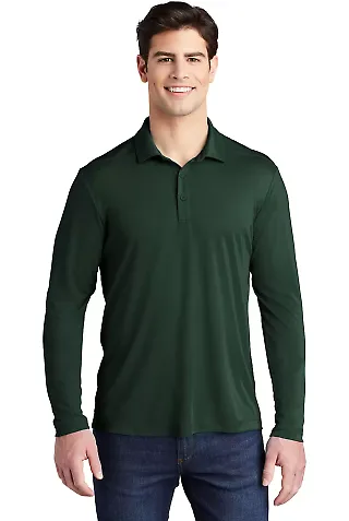 Sport Tek ST520LS Sport-Tek Pro Long Sleeve Polo Forest Green front view