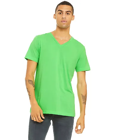 BELLA+CANVAS 3005CVC Cotton V-Neck T-shirt in Neon green front view