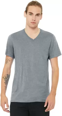 BELLA+CANVAS 3005CVC Cotton V-Neck T-shirt in Athletic heather front view