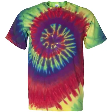 Dynomite 200MS Multi-Color Spiral Short Sleeve T-S in Classic rainbow spiral front view