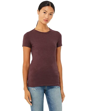 BELLA 6004 Womens Favorite T-Shirt in Heather maroon front view