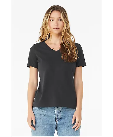 BELLA 6405 Ladies Relaxed V-Neck T-shirt in Dark grey front view