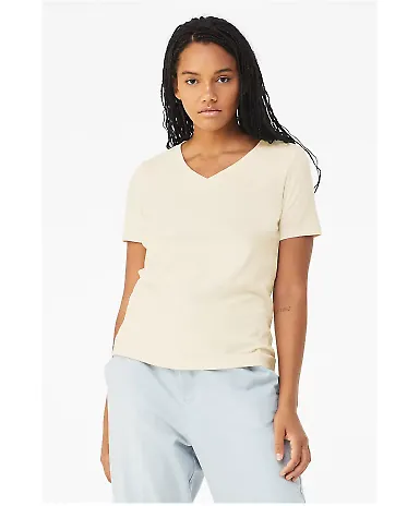 BELLA 6405 Ladies Relaxed V-Neck T-shirt in Natural front view