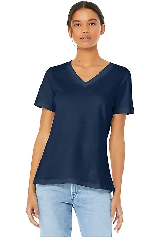 BELLA 6405 Ladies Relaxed V-Neck T-shirt in Navy front view