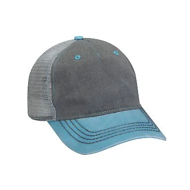 Adams EN102 Pigment-Dyed Twill & Mesh 5 Panel Truc in Chrcl/ carib/ gr front view