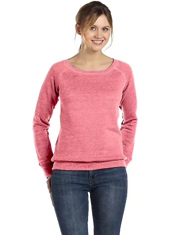 BELLA 7501 Womens Fleece Pullover Sweatshirt in Red marble flc front view