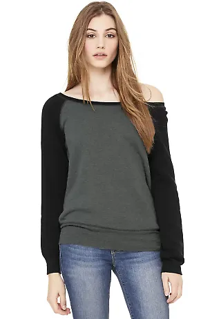 BELLA 7501 Womens Fleece Pullover Sweatshirt in Deep hthr/ black front view