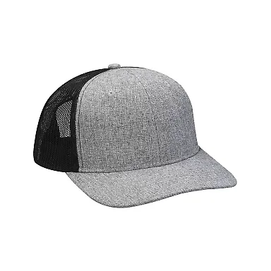 Heather Woven/Soft Mesh Trucker Cap CHARCOAL/ BLACK front view