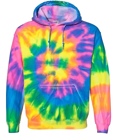 Dyenomite 68BVR - Youth Hoodie in Flo rainbow front view