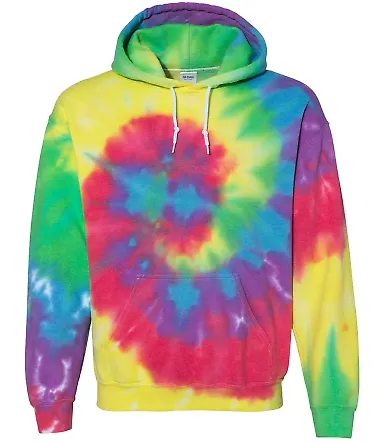 Dyenomite 680VR Blended Hooded Sweatshirt in Classic rainbow front view