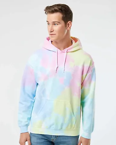 Dyenomite 680VR Blended Hooded Sweatshirt in Pastel rainbow front view