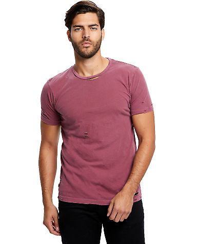 Unisex Pigment-Dyed Destroyed T-Shirt in Pigment maroon front view