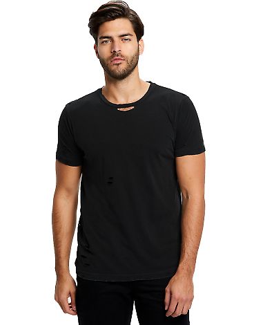 Unisex Pigment-Dyed Destroyed T-Shirt in Black front view