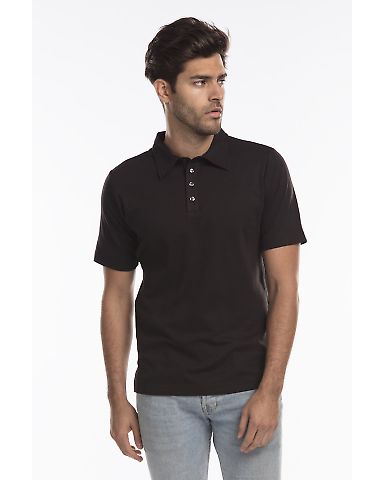 Men's Jersey Interlock Polo T-Shirt in Black front view