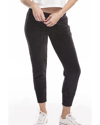 US Blanks / US571 Women's Plush Velour Pants in Black front view