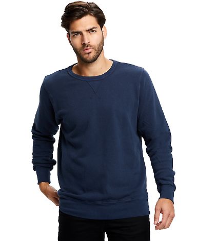 US Blanks / US8000-GD Men's L/S French Terry Pullo in Navy blue front view