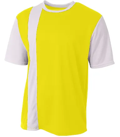 A4 Apparel NB3016 Youth Legend Soccer Jersey SFTY YELLOW/ WHT front view