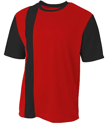 A4 Apparel NB3016 Youth Legend Soccer Jersey SCARLET/ BLACK front view