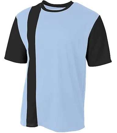 A4 Apparel NB3016 Youth Legend Soccer Jersey LIGHT BLUE/ BLK front view