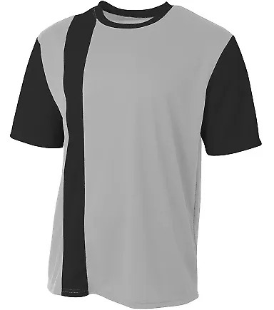 A4 Apparel NB3016 Youth Legend Soccer Jersey SILVER/ BLACK front view