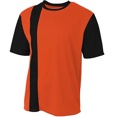 A4 Apparel NB3016 Youth Legend Soccer Jersey ORANGE/ BLACK front view