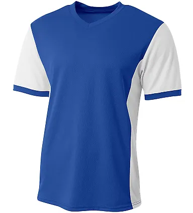 A4 Apparel NB3017 Youth Premier Soccer Jersey ROYAL/ WHITE front view