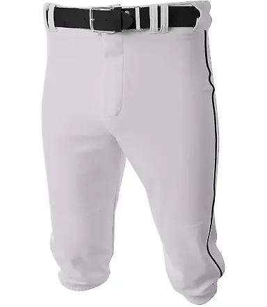 A4 Apparel NB6003 Youth Baseball Knicker Pant WHITE/ BLACK front view