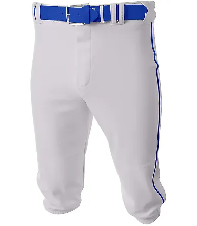 A4 Apparel NB6003 Youth Baseball Knicker Pant WHITE/ ROYAL front view