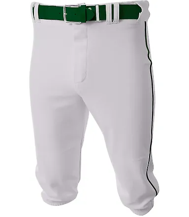 A4 Apparel NB6003 Youth Baseball Knicker Pant WHITE/ FOREST front view