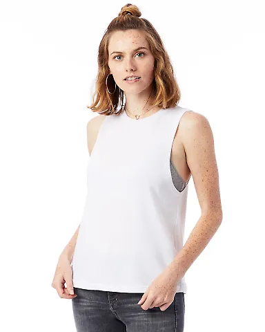 Alternative Apparel 1016 Heavy Wash Muscle Tank WHITE front view